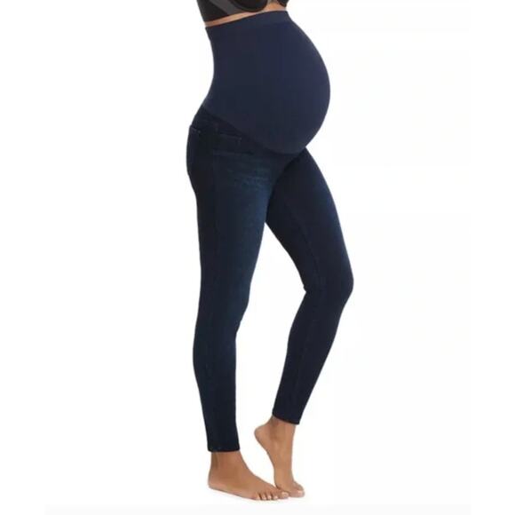 Spanx Jeans Womens Small Blue Denim Maternity Mama Ankle Jean-ish‎ Leggings - Picture 1 of 7